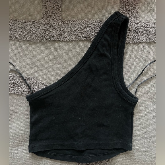 Zara Black One Shoulder Crop Top - Picture 3 of 3